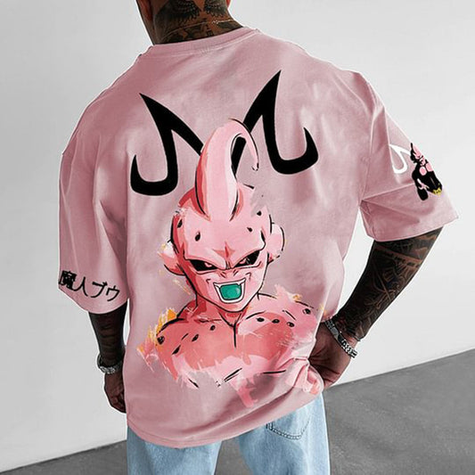 [wakalives] Stylish Dragon Ball Majin Buu Pink Cotton T-shirt - Summer Outdoor Trend