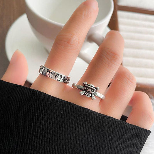 Lan Zhi One Piece Rings Do Not Fade Personality Skull Cross-border Jewelry Women's Mouth Niche 925 Sterling Silver Ring - wakalives